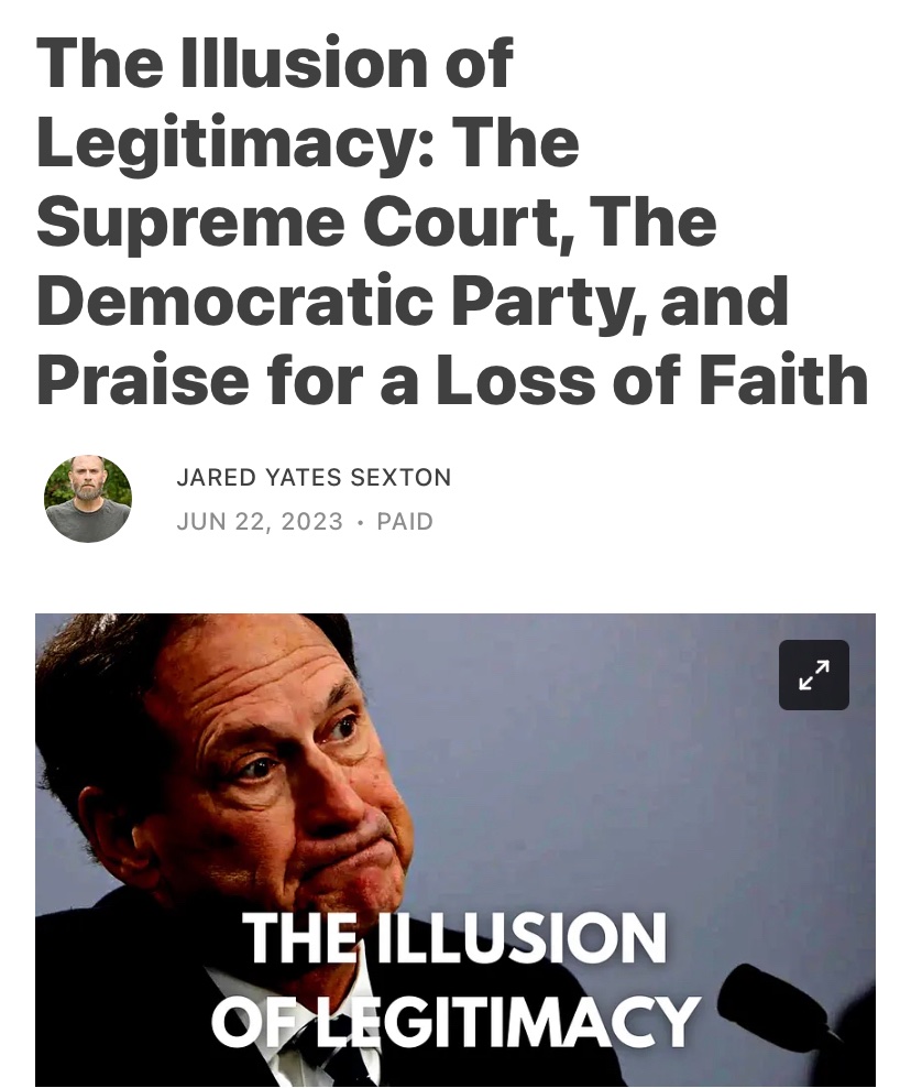 The ugly truth is that the corruption of the Supreme Court is so obvious it demands investigations and impeachment attempts.

But inaction reveals something damning: the illusion of legitimacy is more important to the powerful than protecting our rights.

jaredyatessexton.substack.com/p/the-illusion…
