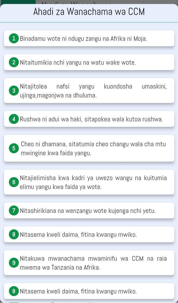 Tehamaccmiringa's tweet photo. AHADI ZA MWANACHAMA WA CHAMA CHA MAPINDUZI POPOTE https://t.co/Ijttu6jDfr