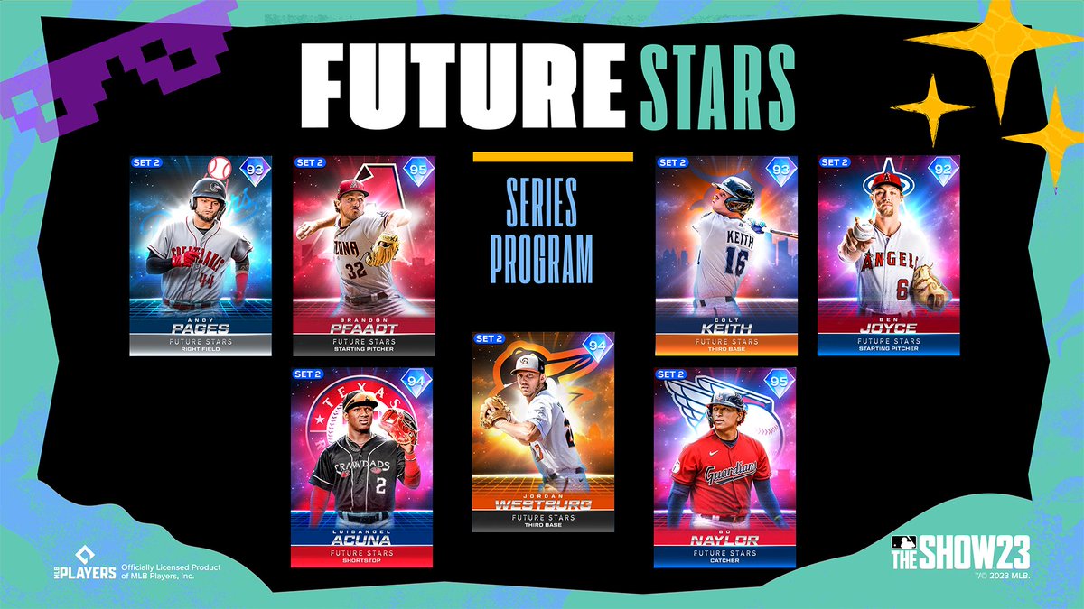 The future is bright! 😎

Take a look at these Future Stars Series Program rewards!

🤩 Ben Joyce
🤩 Andy Pages
🤩 Colt Keith
🤩 Luisangel Acuña
🤩 Jordan Westburg
🤩 Brandon Pfaadt
🤩 Bo Naylor

#MLBTheShow