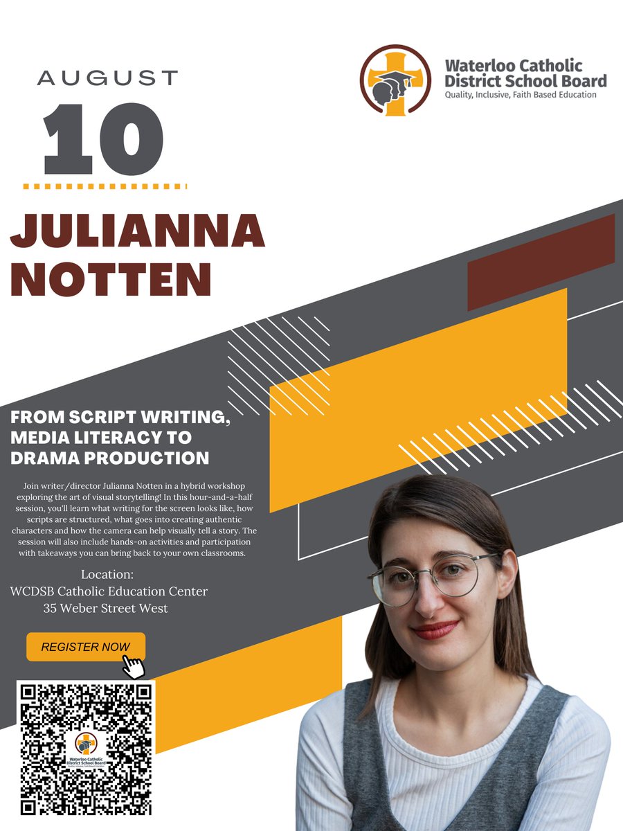 ErmaLuis1's tweet photo. 📣 Join #EduCamp for an incredible workshop on the art of visual storytelling with writer/director @JuliannaNotten! 

🎯 Learn about screenwriting, script structure, authentic character creation, and the camera's power in storytelling.

Register Now: https://t.co/NQDqh6G1Ph https://t.co/KtQFyyYZAE