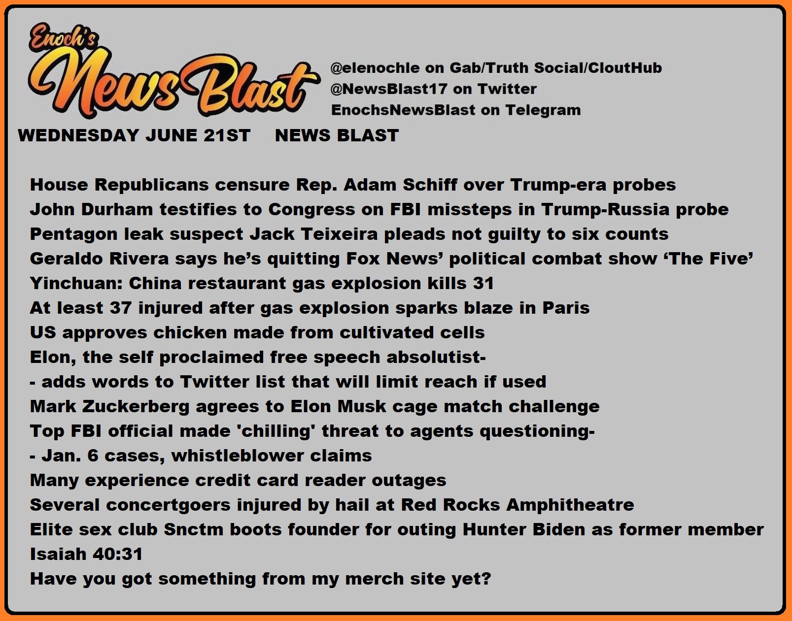 News Blast on Twitter: News Blast for the day of Wednesday June 21st