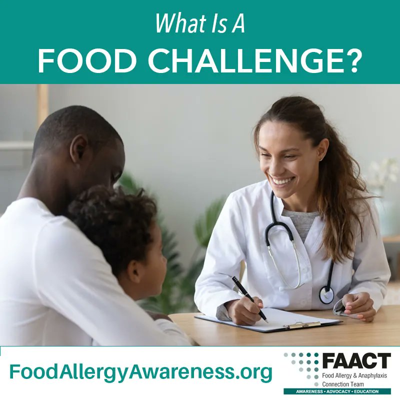 An #OralFoodChallenge is considered the “gold standard” test to determine if there is #allergy to a specific food. 

Visit #FAACT to learn more:
buff.ly/3H7MUN8 

#FoodAllergy #Allergies #Anaphylaxis #AllergyFriendly #LearnTheFAACTs #KnowTheFAACTs #ShareTheFAACTs