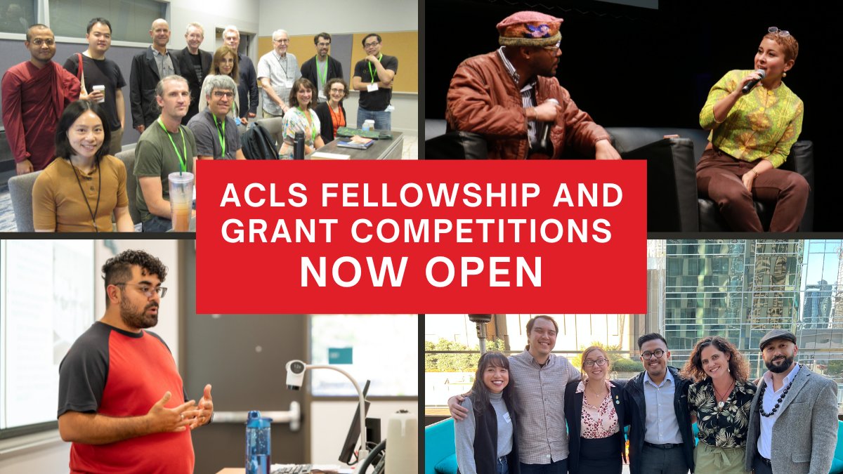 ACLS is pleased to announce that 2023-24 ACLS fellowship and grant competitions are now open for programs with September and October deadlines. Explore all our upcoming fellowship and grant opportunities: bit.ly/32dB6GQ