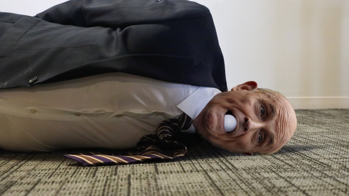TheOnion's tweet photo. Trump Spends Contemplative Morning In Office Tapping Golf Balls Into Rudy Giuliani’s Mouth https://t.co/eBT36hqnCy https://t.co/izTXcVtnIk