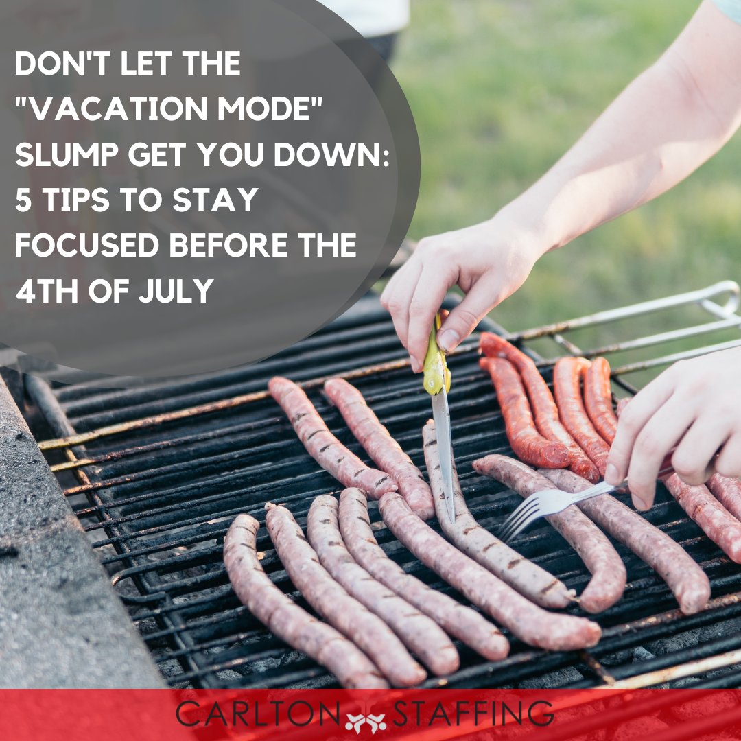 Don't let summer temptations hinder your productivity! Check out our blog post for 5 tips to stay focused and avoid the "vacation mode" slump as we gear up for the 4th of July holiday!

blog.carltonstaffing.com/2023/06/14/vac…