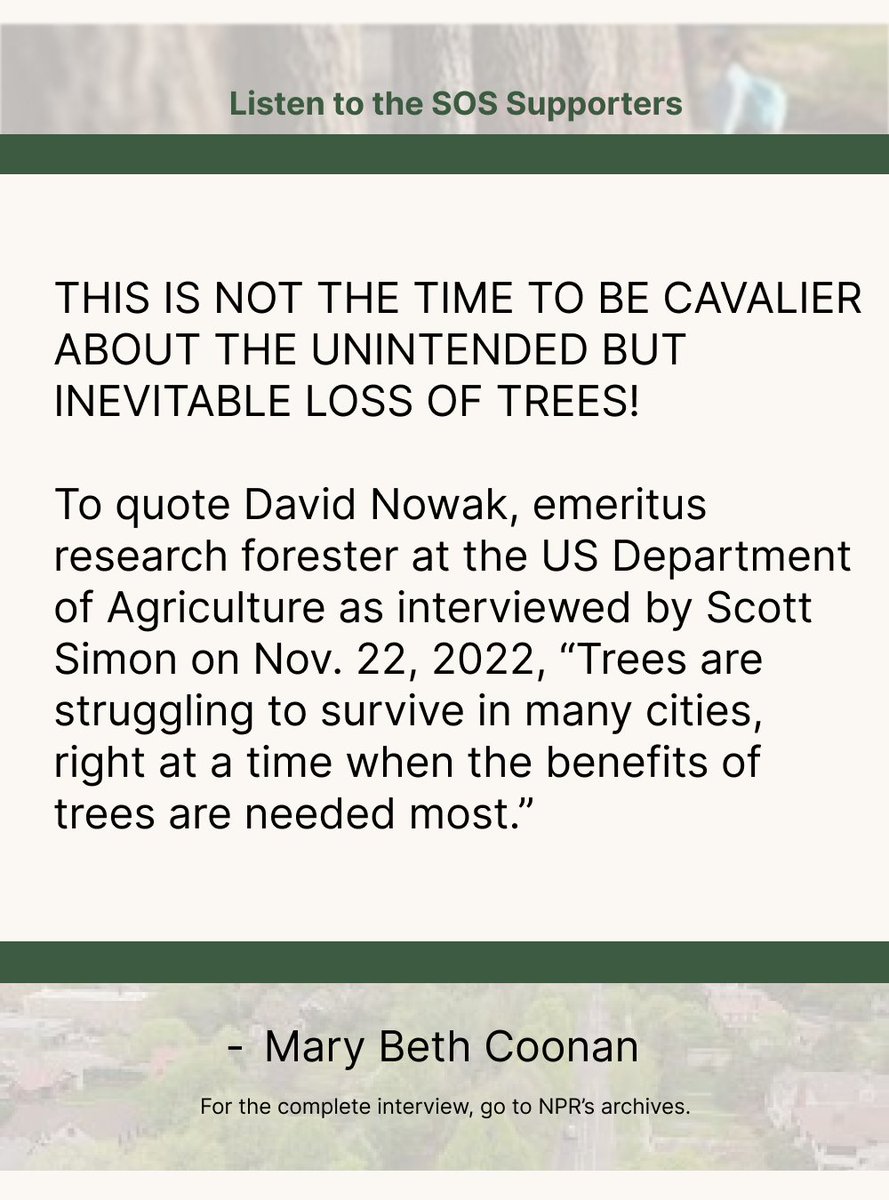 savesummitave's tweet photo. "THIS IS NOT THE TIME TO BE CAVALIER ABOUT THE UNINTENDED BUT INEVITABLE LOSS OF TREES!"
- Mary Beth Coonan
Continue fighting for the trees, parking, and so much more!
#SaveSummit #Urbantrees #Treeloss https://t.co/kP1tbBIB7O