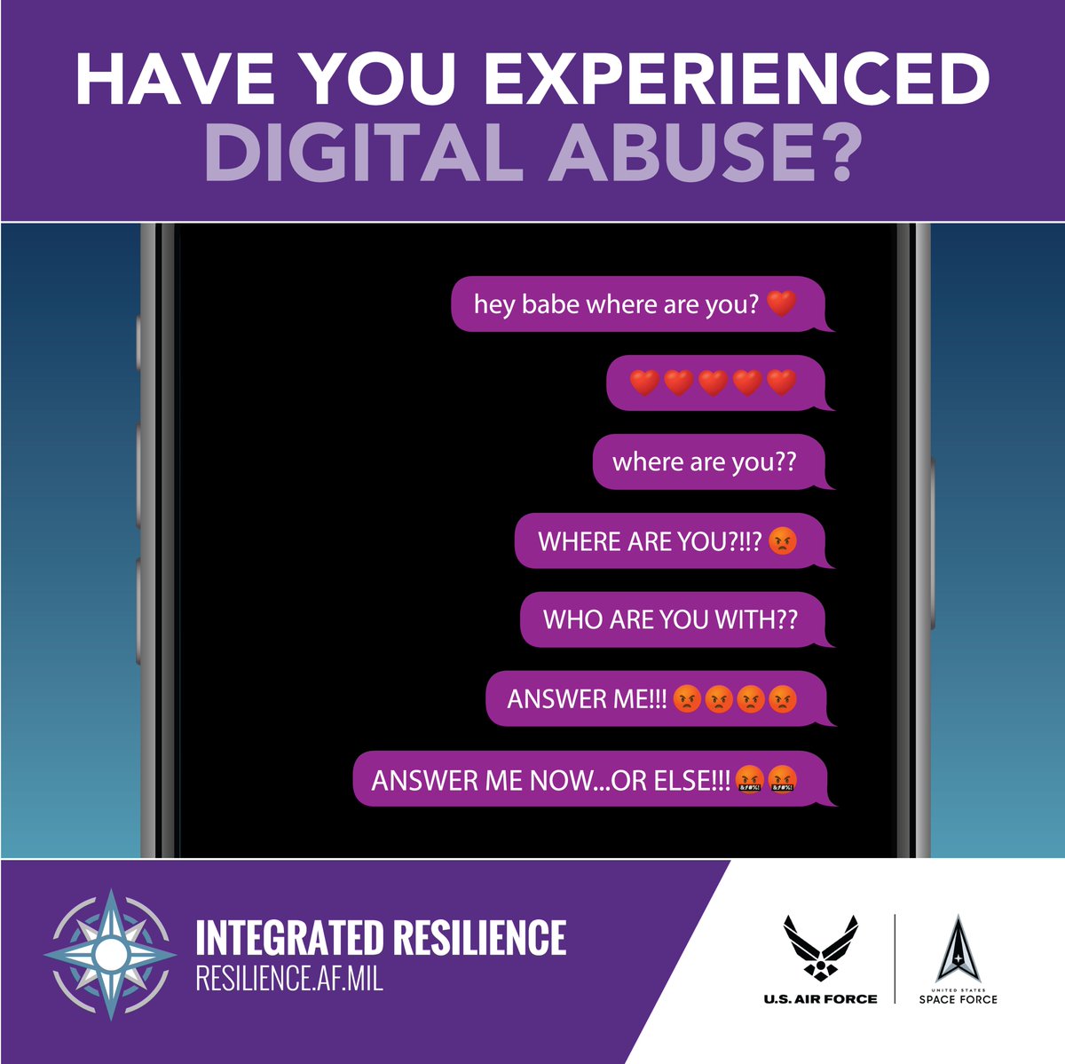 Does your partner use technology to keep tabs on you? Perhaps even to harass or intimidate you? That’s called #DigitalAbuse. Learn how to document it.
militaryonesource.mil/preventing-vio…