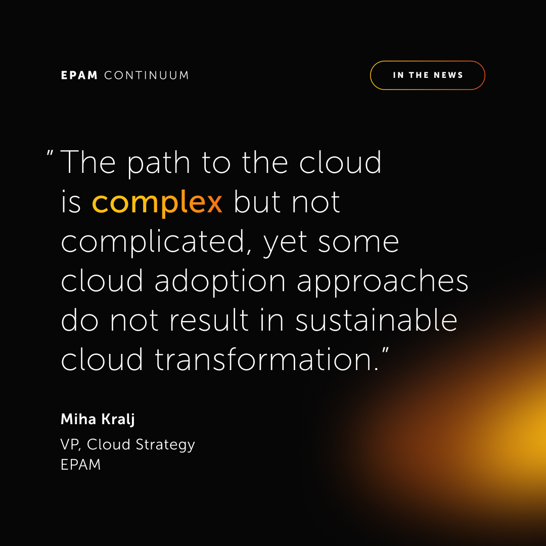 EPAMSystems's tweet photo. Check out this @CloudInsider article to find out what 400 US and UK senior IT decision makers said about the challenges they faced in managing #CloudComplexity, despite growing #CloudAdoption.
👉 https://t.co/4Yx99gZ6t4
#CloudMasteryReport @EPAMContinuum https://t.co/QtPprdQIPZ