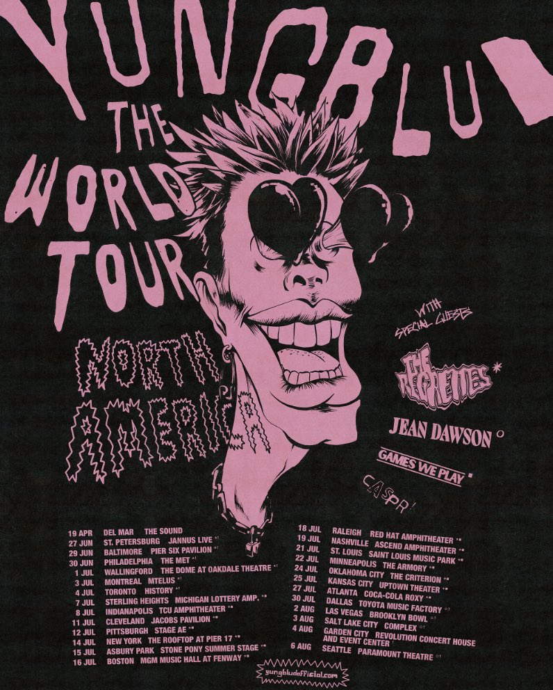 $20 tix onsale now across USA and CANADA. no sign ups, no bullshit. see you there. 🖤☠️🖤 

YUNGBLUD.lnk.to/NorthAmericanT…