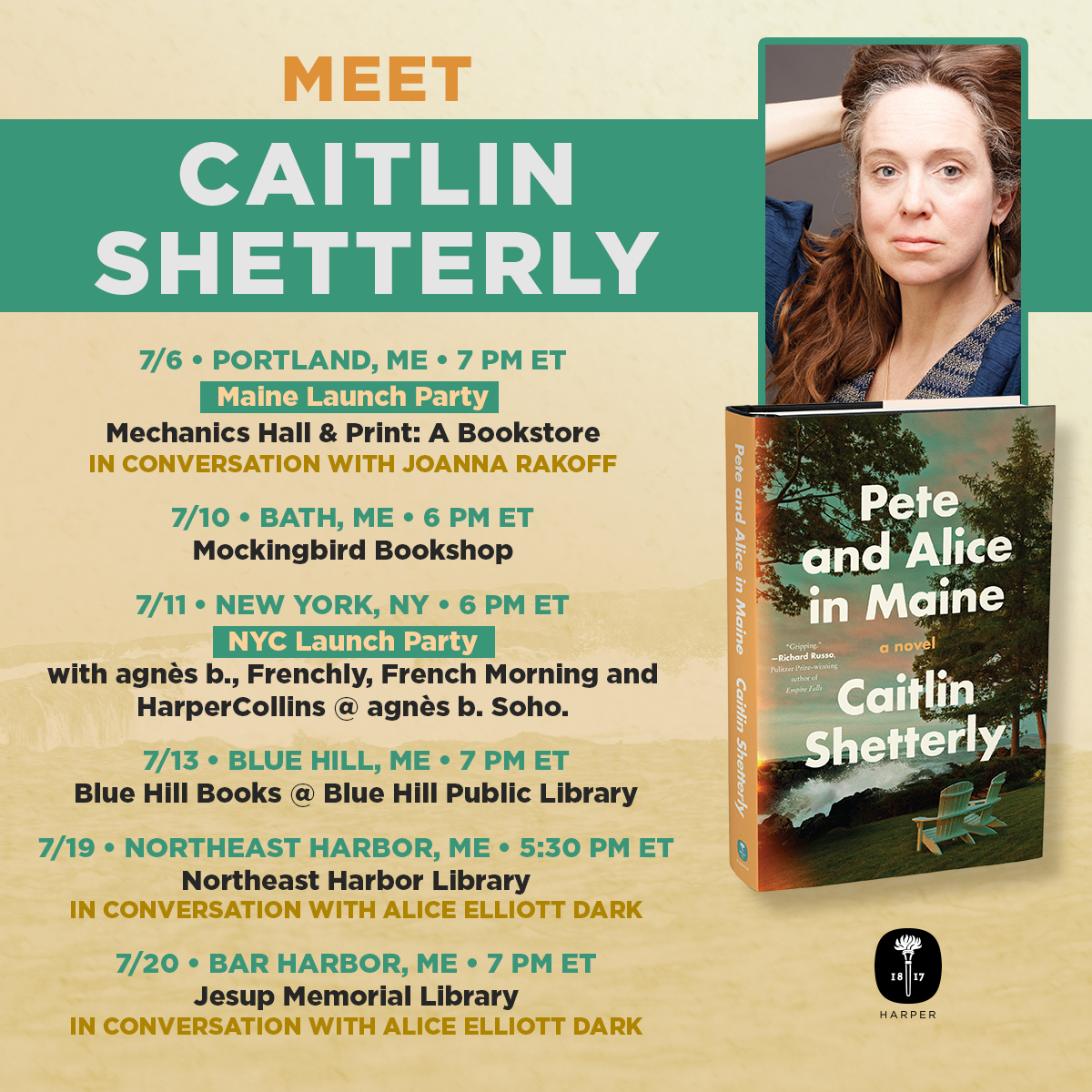We are starting to put events together for #peteandaliceinmaine! Come c me or  #aliceelliottdark &amp; @joannarakoff.  <a href="/FrenchMorningUS/">French Morning</a> <a href="/FrenchlyDoesIt/">Frenchly</a>, @agnesbofficiel, <a href="/mockingbirdbook/">Mockingbird Books</a>, <a href="/MaineMechanics/">Maine Mechanics</a>, @printbookstore <a href="/HarperCollins/">HarperCollins</a>, <a href="/harperbooks/">Harper Books</a>, <a href="/BlueHillBooks/">Blue Hill Books</a>, <a href="/JesupLibrary/">Jesup Library</a>.
