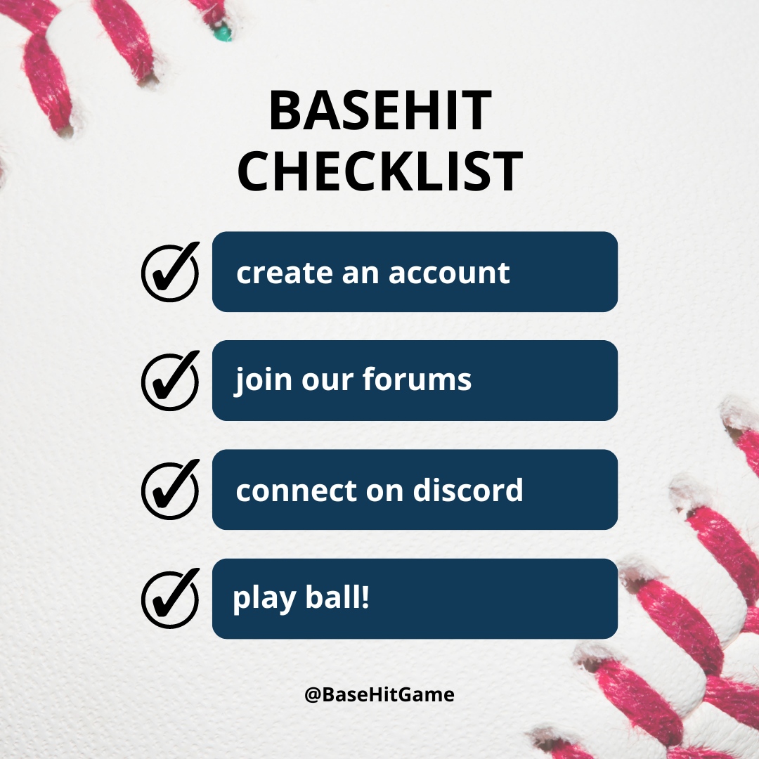 basehitgame's tweet image. Gear up for the strategic baseball simulation experience!⚾️ Check off the essentials and get ready to dominate the diamond with BaseHit bit.ly/3HWukYl  #BaseHit #FantasyBaseball
#BaseballSim #BuildYourBaseballDynasty