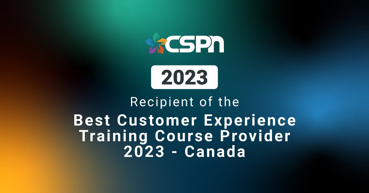 CSPN has been awarded Best Customer Experience Training Course Provider 2023 – Canada. 

We are so proud of this award as we put in huge efforts to make our courses impactful, relatable and full of valuable takeaways. 

Thank you to <a href="/Corp_Vision/">Corporate Vision</a> for recognizing our work.