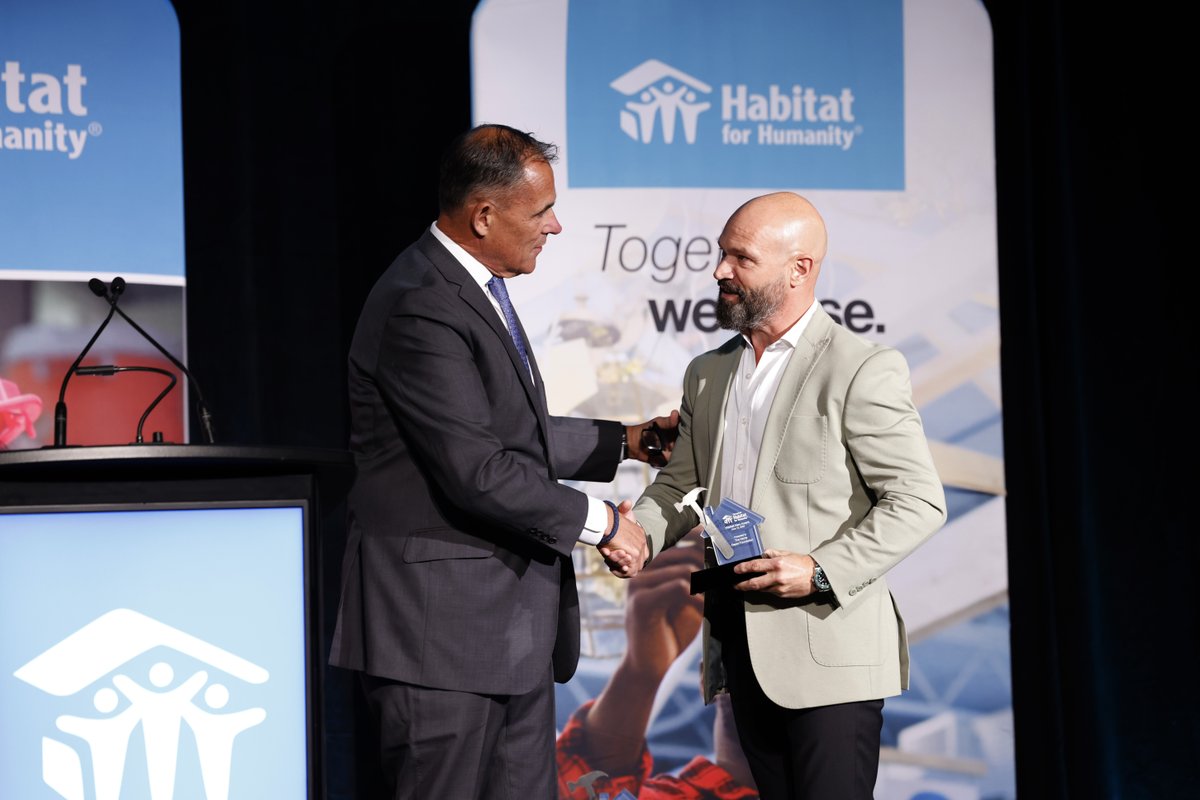 ChicagoHabitat's tweet photo. Congratulations @HomeDepotFound &amp; @WESCOcorp  honored June 15 at the #HabitatHero Award Dinner, recognizing decades of leadership &amp; commitment in their roles working with Habitat in the Chicago area &amp; beyond. #HabitatHero #EveryHand 🏆 🙏

Visit https://t.co/xepeVUTBb1 for more. https://t.co/KGr89Mx87p
