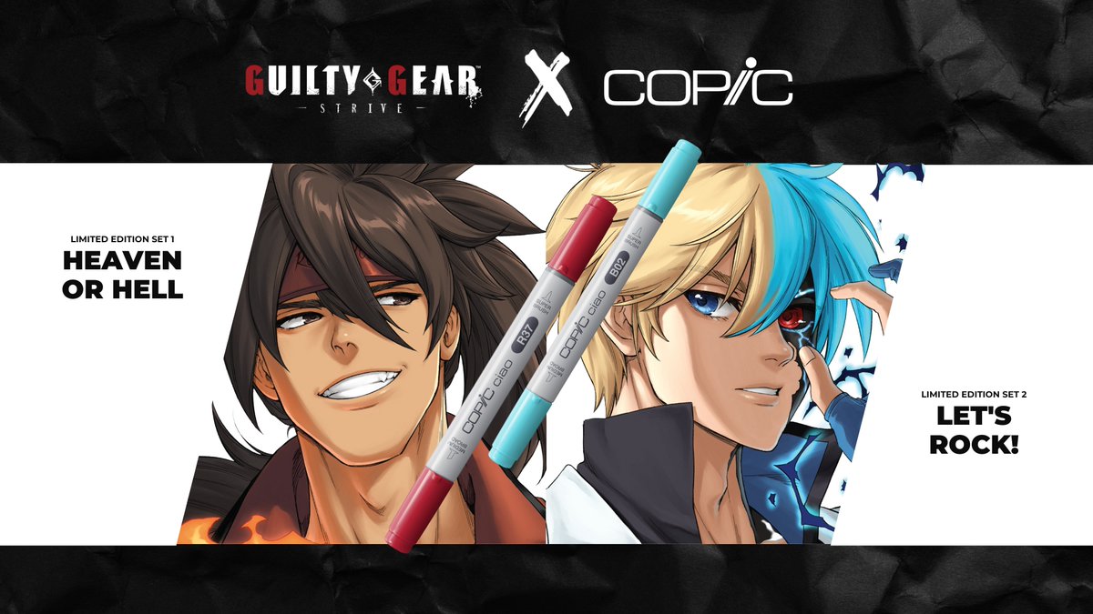 【 @ArcSystemWorksU x #Copic 】

#GuiltyGearStrive Limited Edition Sets

Each purchase comes with:
▶  Free Gift
▶  Chance to win GUILTY GEAR -STRIVE- plus the Season 2 Pass

Available online & @AnimeExpo starting 7/1!

✨ Coming soon: copicmarkers.com/?utm_source=tw…

#AnimeExpo2023