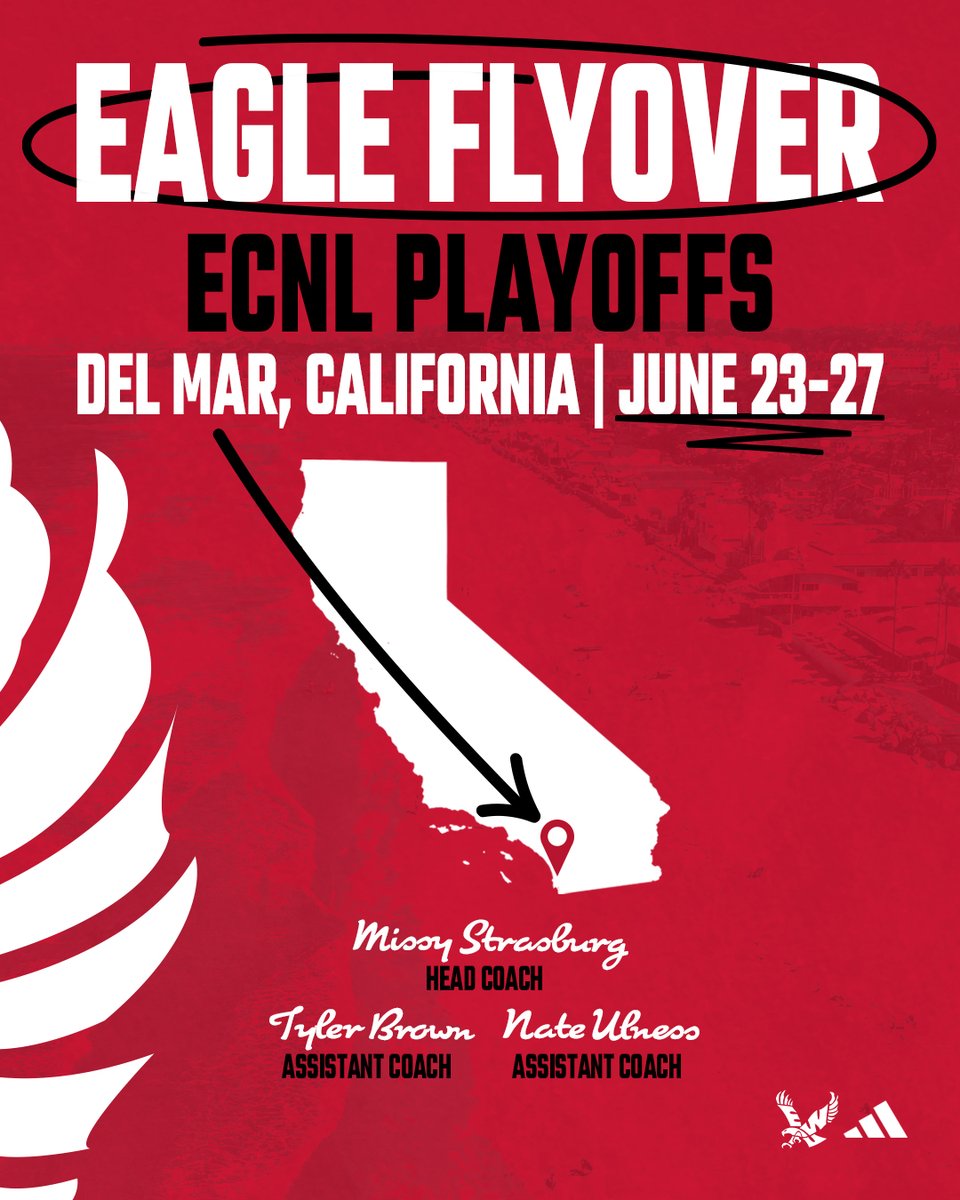 We have 3 coaches on the way to keep 👀's on future Eags in Del Mar, CA for the ECNL Playoffs!

#GoEags