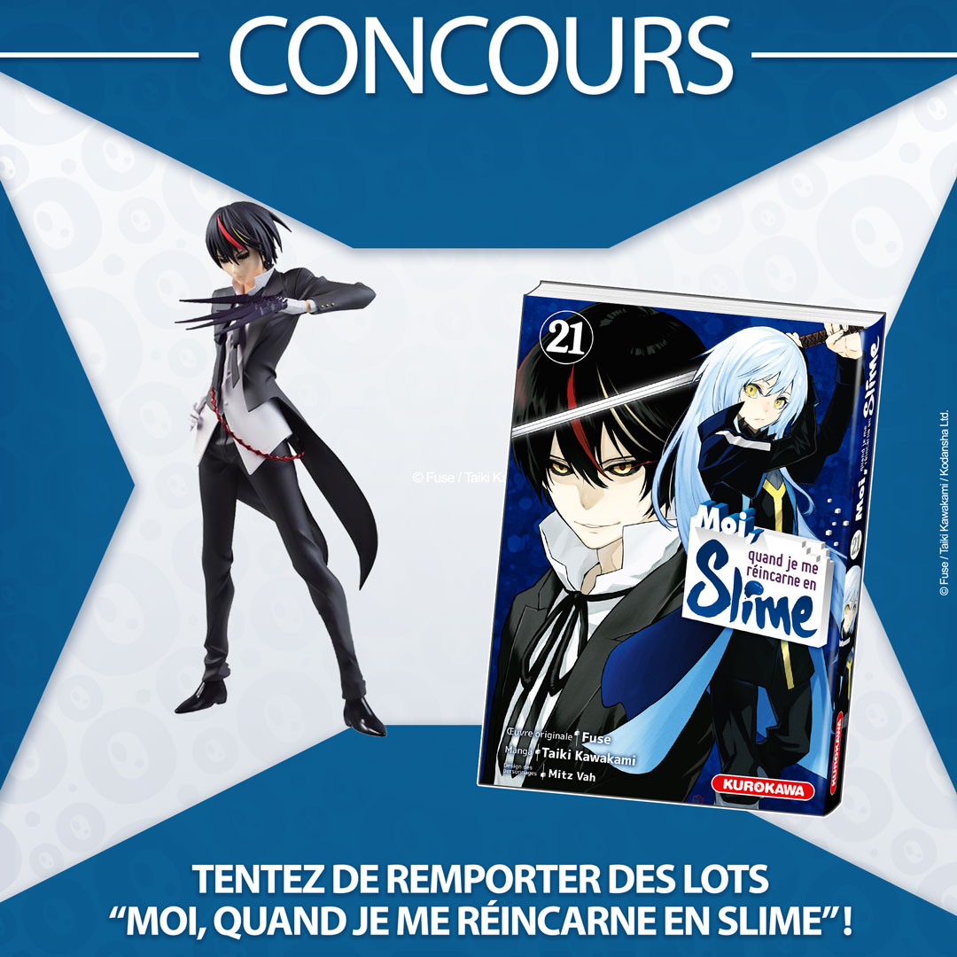 Kurokawa's tweet photo. #Concours - Pour fêter la sortie du tome 21 de #MoiQuandJeMeRéincarneEnSlime 💧 tente de remporter l'un de ces lots 🎁

Pour participer :
📌 Suis @Kurokawa
📌 Retweet
BONUS : Tague 2 ami(e)s fans de #Tensura

TAS : 3/07/2023

À gagner : 3 tomes 21 et une figurine de Diablo. https://t.co/SofLAiDXBL