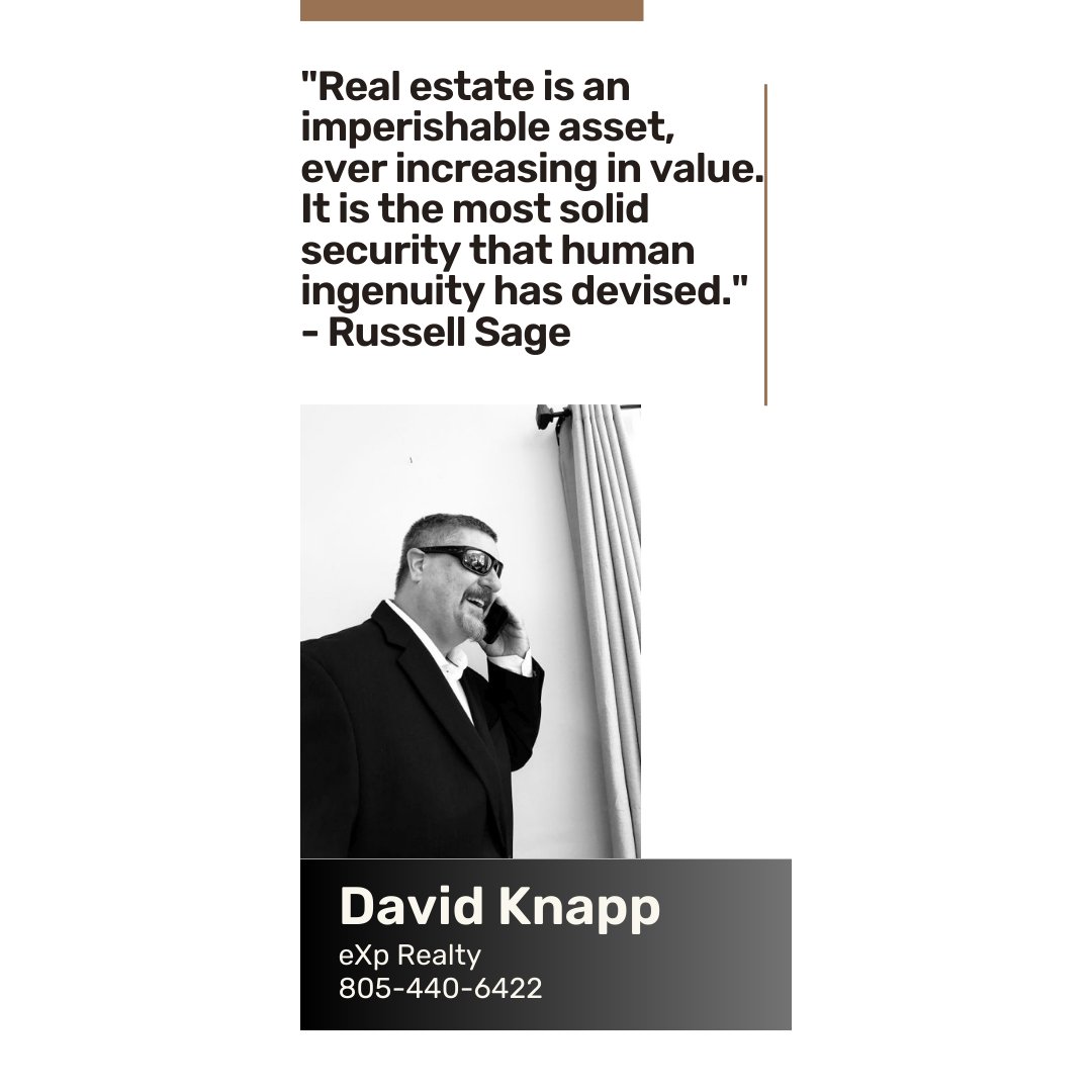 '...the most solid security that human ingenuity has devised.' - Russell Sage 
True fact! 
Call me when you're ready to find out what your options are in this crazy market!

#pismobeachrealtor #nipomorealtor #arroyogranderealtor #santamariarealtor #expproud