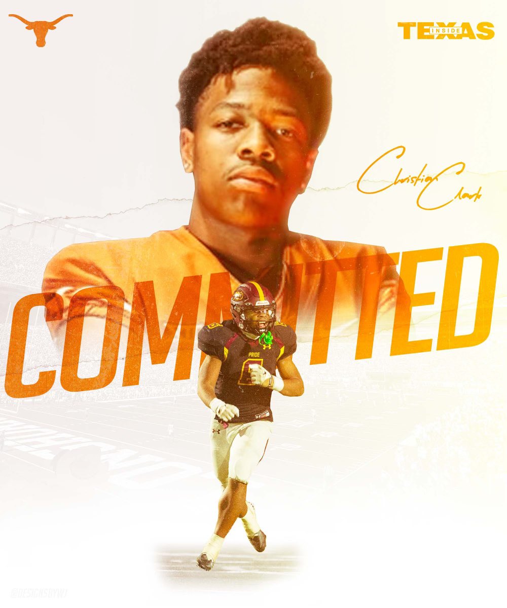 InsideTexas's tweet photo. CHRISTIAN CLARK TO TEXAS!

The Longhorns pick up a commitment from the 2024 four-star from Phoenix (Ariz.) Mountain Pointe 

STORY/Evals (FREE): https://t.co/9E42a7eaLG #hookem https://t.co/6srBQTtLtU