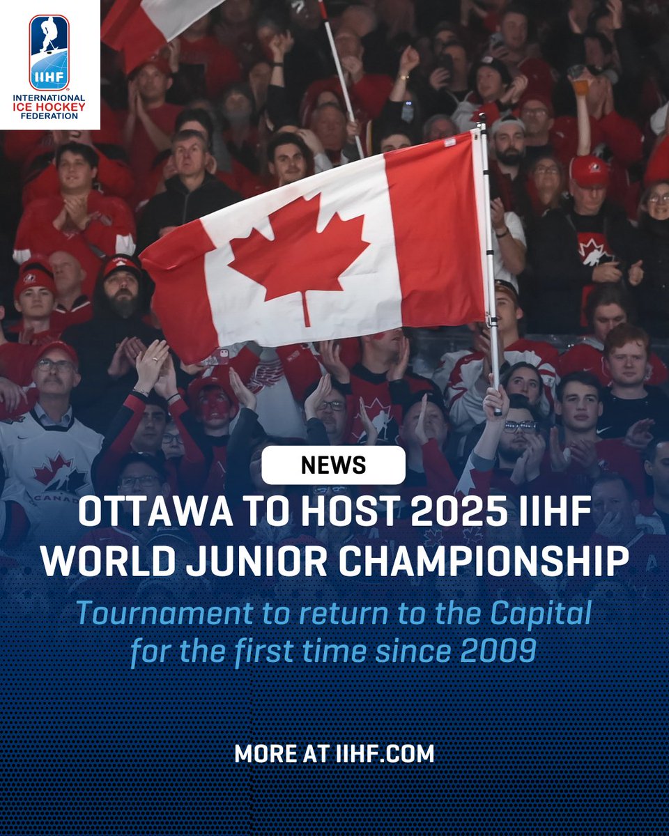 The #WorldJuniors are heading back to Canada's Capital City! #Ottawa will host the tournament in 2025!

More: iihf.com/en/news/47809/…

@HockeyCanada