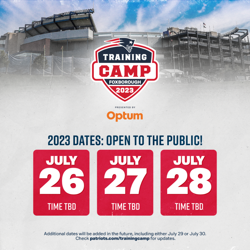 Patriots's tweet photo. See you at #PatsCamp!

Official dates for the first week of Patriots Training Camp: https://t.co/KENESWbAnX