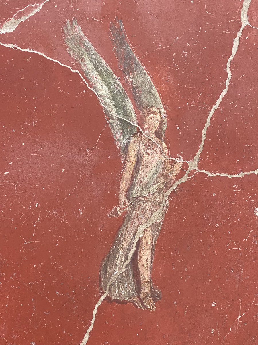 Afforded a moment to admire the winged figures in the triclinium of the House the Chaste Lovers, #Pompeii