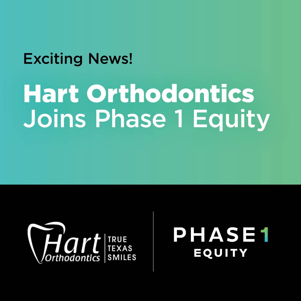 Phase1Equity's tweet image. We’re excited to announce that Hart Orthodontics of Cleburne, TX, has joined Phase 1’s Doctor Equity™ DSO model. Read the press release here: phase1equity.com/post/phase-1-e…

#HartOrthodontics #Phase1Equity #DoctorEquity #Orthodontics