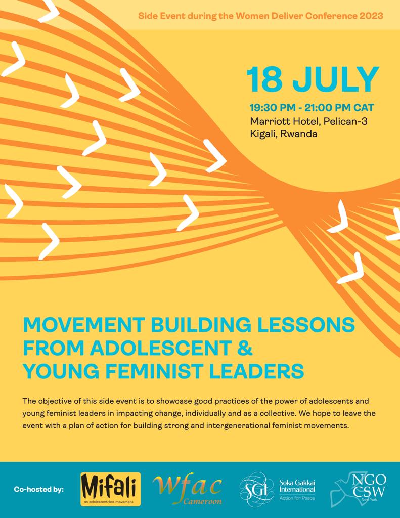 We are excited to invite you all at our side event during the #WD2023 conference in #Rwanda on 18th July from 7:30pm-9:00pm CAT. This will be an opportunity for us to come together and share lessons from movement building as an adolescent-led movement.
See you there!

#IamMifali