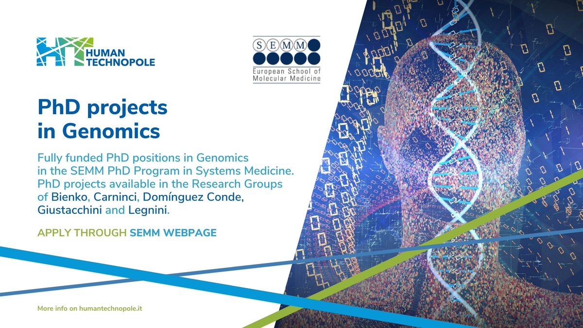 📢 PhD position available in my lab ‼️

🧑‍🔬 🧑‍💻 The candidate will investigate the molecular regulation of lymphocyte development using cutting-edge single-cell multimodal approaches 

✉️ Reach out via DM or email to discuss in more detail

➡️ Apply via semm.it/education/how-…