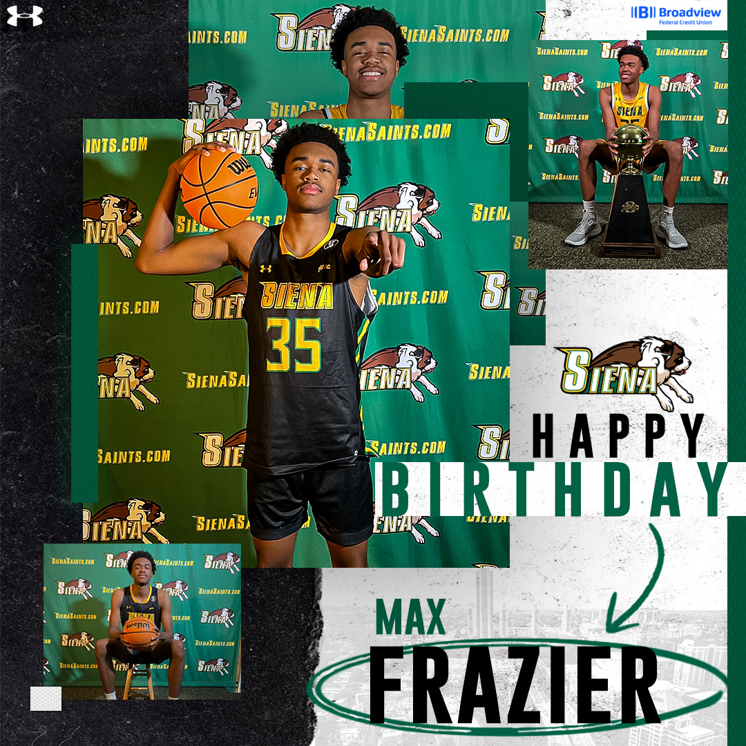 🎂🥳 Please join us in wishing a #HappyBirthday to incoming freshman @MaximusFrazier We can't wait to welcome you on campus to begin your @SienaCollege journey in just a few days time! #MarchOn x #SienaSaints x #Attack x #Finish x #EAT