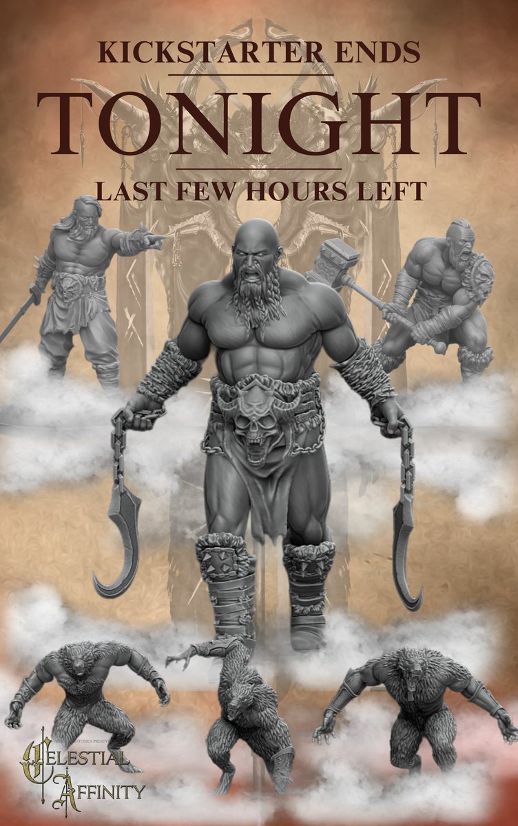 The Celestial Affinity Kickstarter, The Decimation of Bearmount ends TONIGHT <a href="/9PM/">9pm</a> BST

Make a pledge. Don't miss out on this 54 mm scale medieval skirmish game.

Thank you all for your support. I can't thank you enough.

kickstarter.com/projects/cerbe…