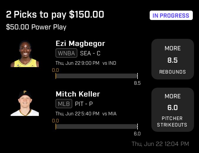 🚨🚨Ladder Day 3 🚨🚨

Ezi- @DionBoykin1 

Mitch Keller- @Dee_rose901 

#nba          #nbaplayoffs     #WNBA          #wnbatwitter          #DraftKings          #fanduel #ParlayPlay #Banesquad #CSGO #MMA #UFC #PrizePicks #PGA #dota #lol #wwe #sports #GamblingTwitter #NCAA…