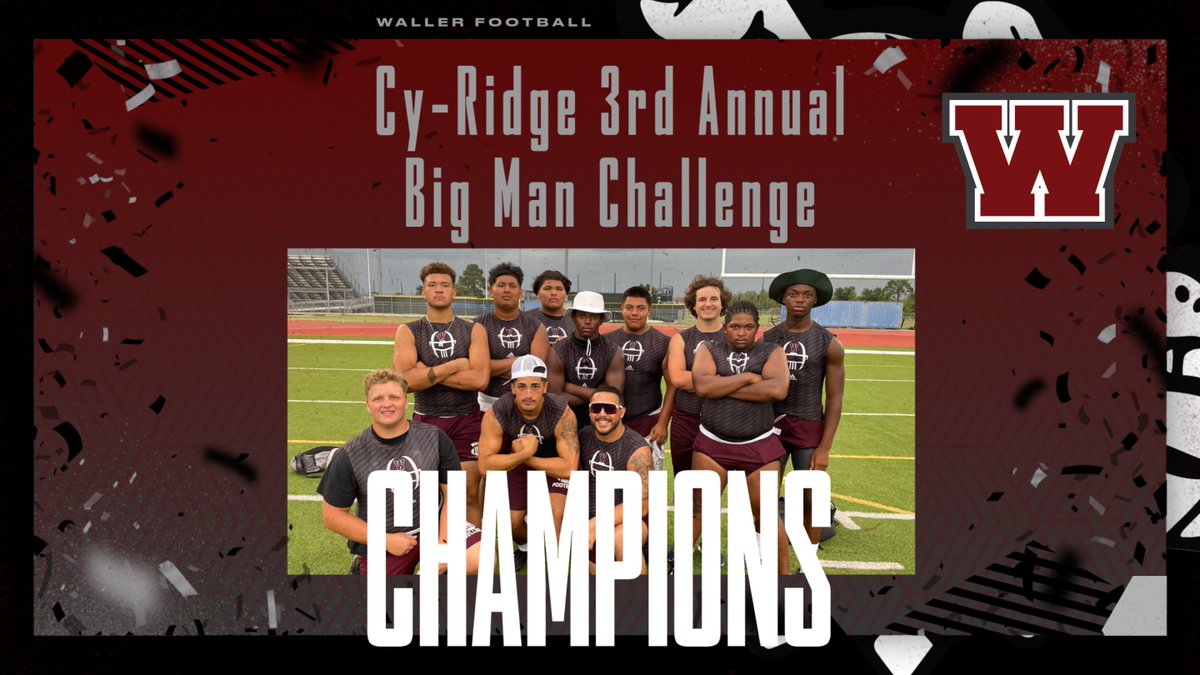 Superb Job by our Waller Big Men yesterday at the Cy Ridge Big Man Challenge. We had two teams competing in this year's challenge. Congratulations to our Black Team for coming out CHAMPIONS of this great event! #BulldogPride #WeAreWaller #BrickByBrick