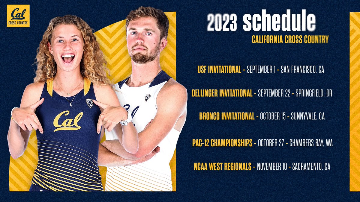 Save the date 🗓️✏️ 

Cal men’s and women’s cross country will compete in 5️⃣ meets this fall! Check out the full schedule here: calbears.com/news/2023/6/22…

#GoBears