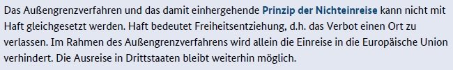 Wiebke_Judith's tweet photo. Wie kann es bitte sein, dass das @BMI_Bund online behauptet, dass es keine #Haft in #Asylverfahren an den #Außengrenzen geben kann, weil Asylsuchende ausreisen könnten, obwohl der #EuGH zu #Transitzonen in #Ungarn das Gegenteil entschieden hat? https://t.co/29poTlAtDn https://t.co/kdyCAtyynP