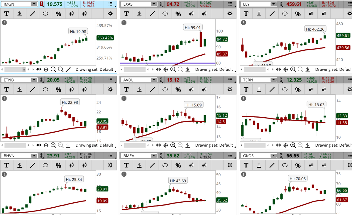 ConnieHillCS's tweet photo. There are many Health Care Sector stocks popping up in our Early Morning Movers scan. Some examples, not recommendations are: #IMGN, #EXAS, #LLY, #ETNB, #AVDL, #TERN, #BHVN, #BMEA, #GKOS. Let's see if they continue the rally through the day. https://t.co/3jEXskhzTq