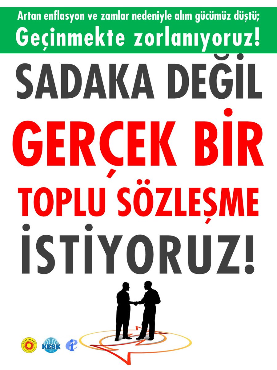 Sadaka değil,gerçek rakamlarla zam istiyoruz.
Toplu sözleşmelerde verilen buçuklu rakamlar değil,üç basamaklı sayılar istiyoruz!..
#İnsancaBirYaşamMemurunHakkı