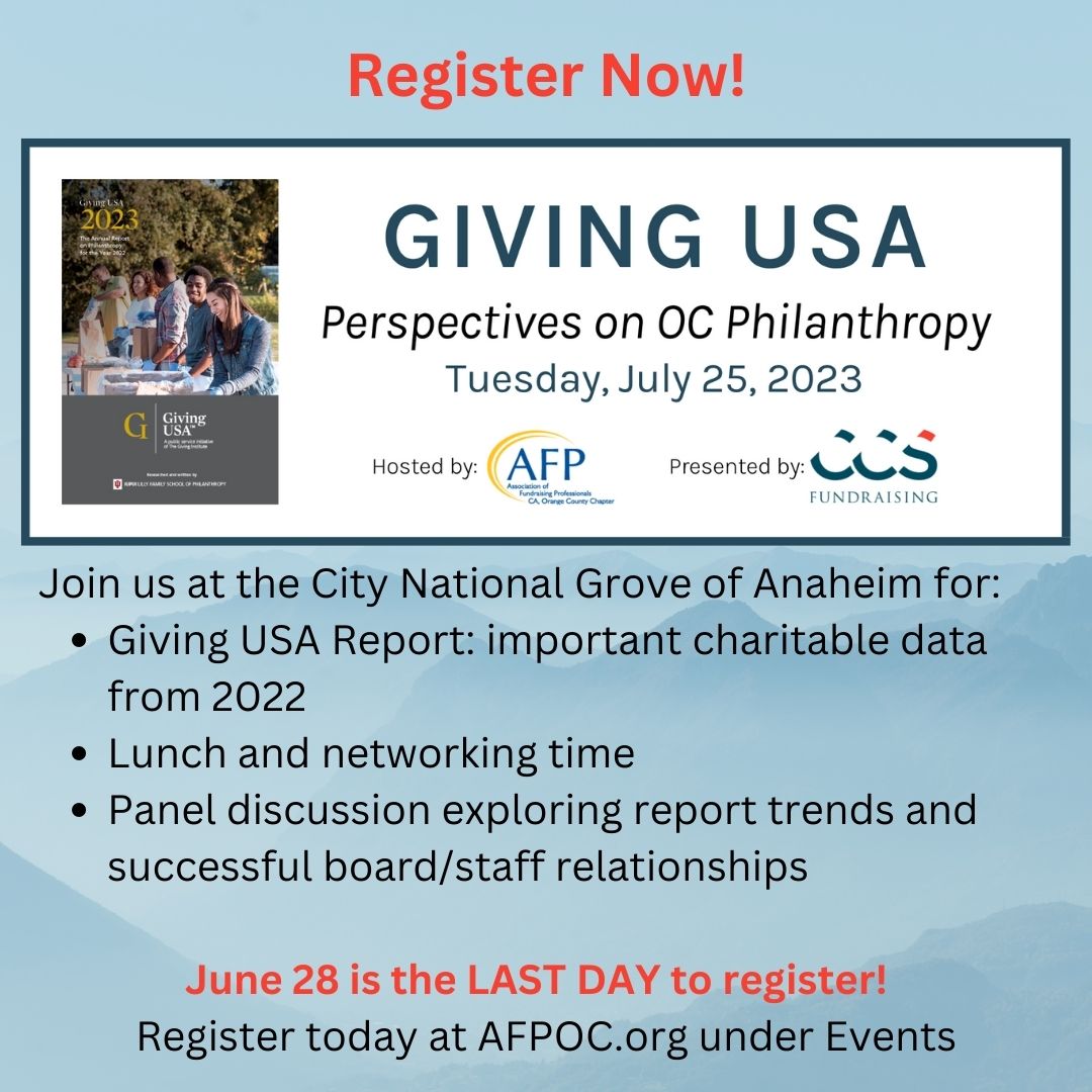 AFPOrangeCounty's tweet image. Don't miss this event! Join almost 200 of your colleagues at the City National Grove of Anaheim on July 25th!

#event #nonprofit