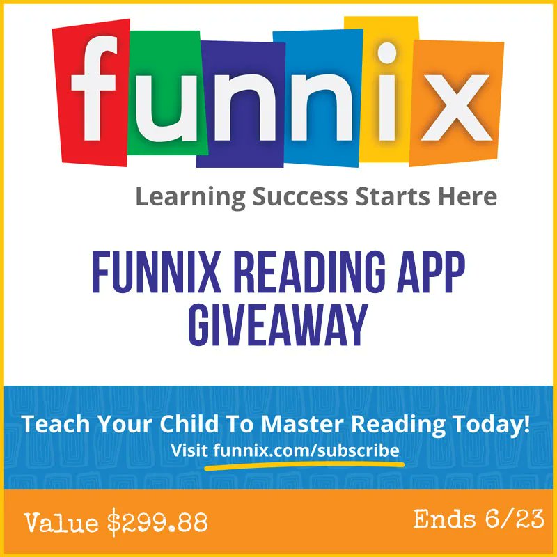 Enter to win 12 month access the Funnix reading app ($299.98 value) ENDS 6/23 buff.ly/46uGCBQ #homeschool #homeschooling #reading
