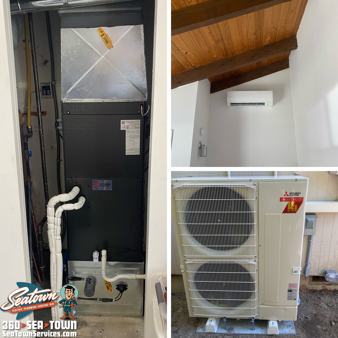 Jay from the Heating and Air team with another beautiful Ductless HVAC system install.  Need some help with your homes Electrical, Plumbing, Heating, and Air projects? Give us a call today! Call us at (360) SEA-TOWN(360-732-8696)