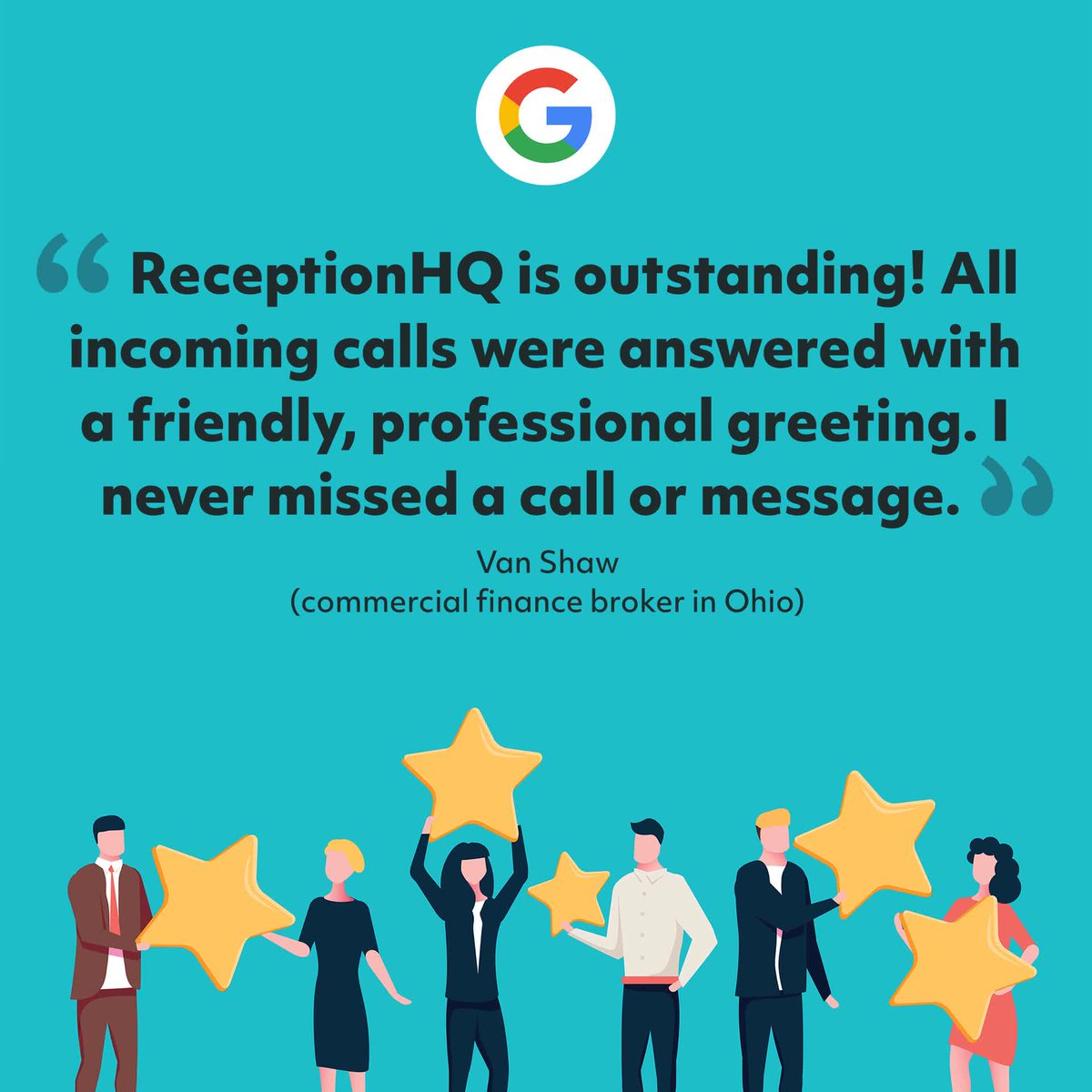 We loved receiving this 5-star Google review from a #financebroker based in #Maumee, OH, who's been using our #callanswering service!

Van also noted our 'great low monthly fee' & added: 'Go sign-up today. You will not regret it!'

We couldn't say it better. Thanks Van!
⁣