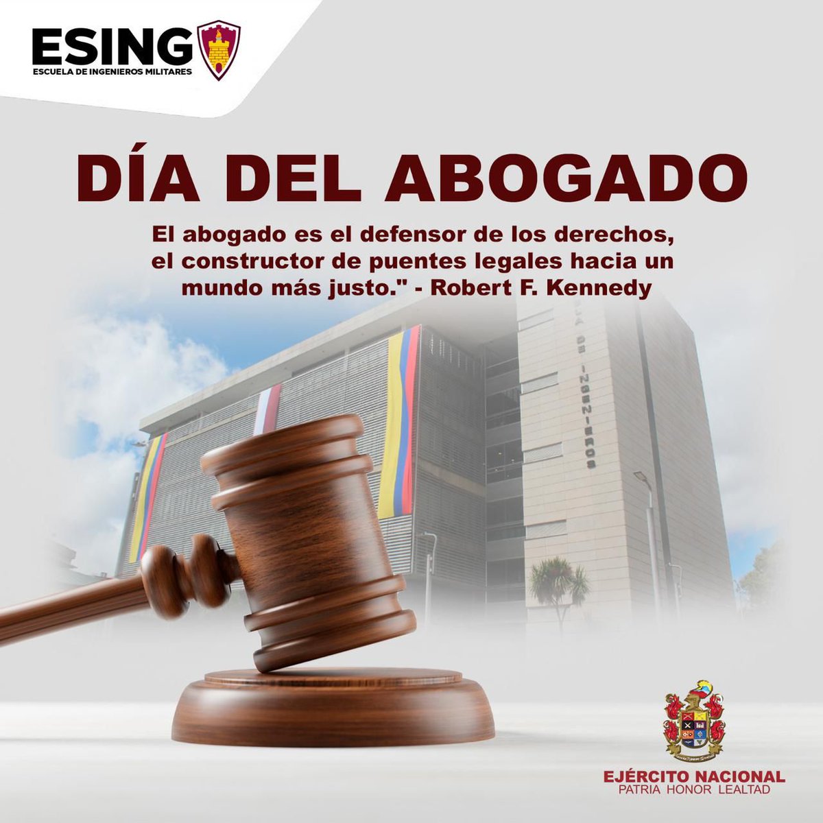 Hoy celebramos el Día del Abogado, homenajeando a aquellos que defienden la justicia, luchan por los derechos y construyen puentes hacia un mundo más equitativo.

Su dedicación y compromiso son la piedra angular de una sociedad justa y libre.
#EducaciónMilitar