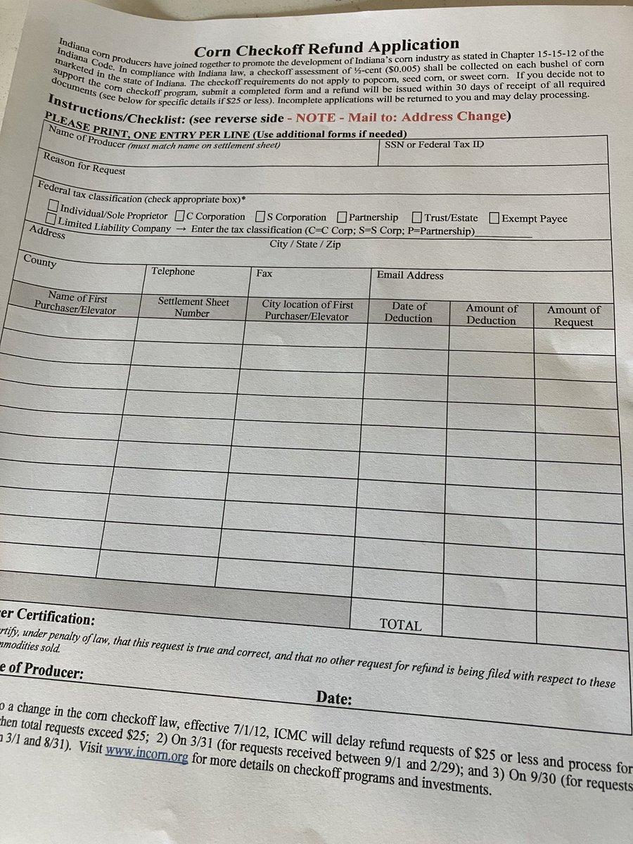 This is the sheet you can download to get your money back #stopcorncheckoff