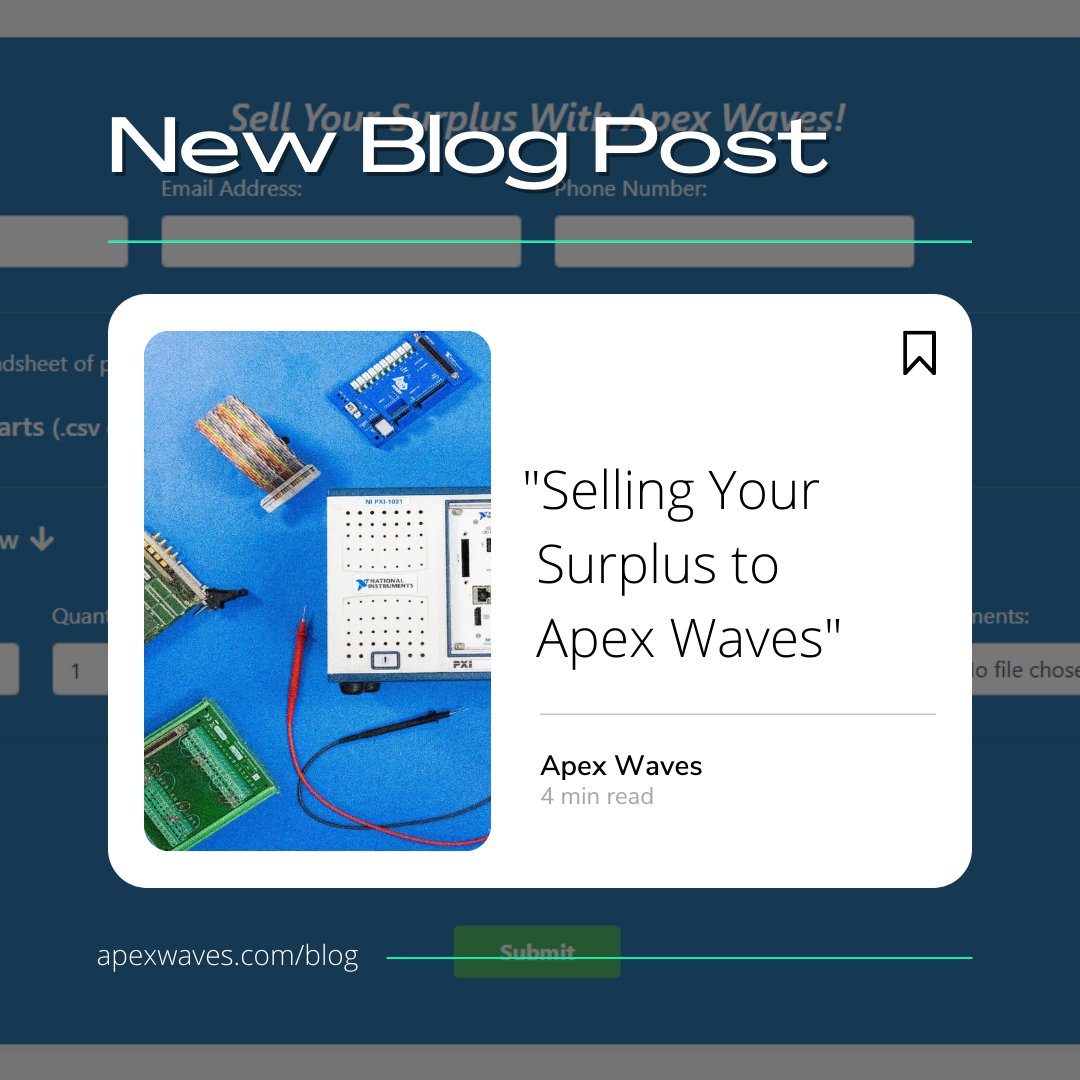 Apex Waves wants to buy your surplus test equipment! We offer cash, credit, or trade-in offers.

Read all about it in today's blog post!
apexwaves.com/blog/selling-y…

#nationalinstruments #testequipment #testandmeasurement #surplus #hardware #obsolete #engineering #tech #apexwaves