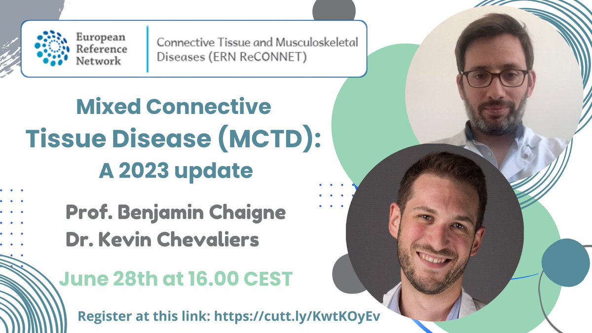 💻🆕#ERNReCONNETwebinar '#MixedConnectiveTissueDisease: A 2023 update' with Prof. #BenjaminChaigne n Dr #KevinChevalier is out!
🗓️ June 28th 2023 ⏰ 16.00 CEST
✍️register at this link: cutt.ly/KwtKOyEv
#ERNReCONNET #rheumatology #rarediseases #EU4health #MCTD