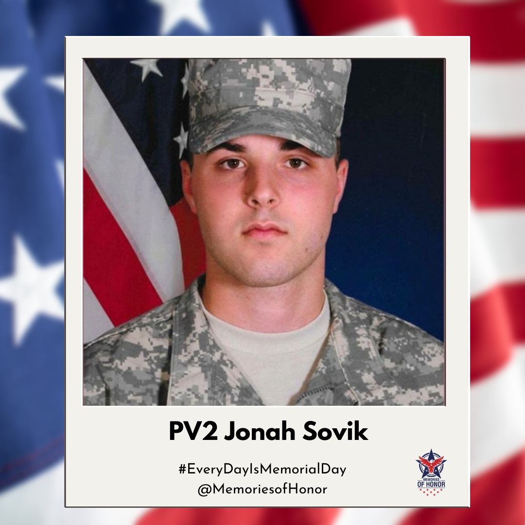 Today we honor the service, sacrifice, and life of PV2 Jonah Sovik. Gone but never forgotten. 

#EveryDayIsMemorialDay
#MemoriesofHonor 
#WeRemember