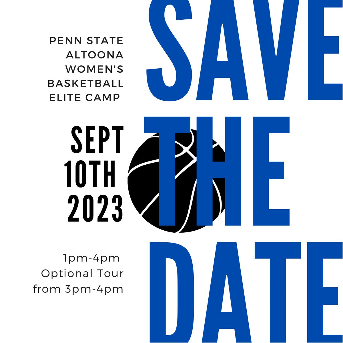 PSAltoonaWBB (@psaltoonawbb) on Twitter photo We are having our Women’s Basketball ID camp Sunday, September 10th from 1pm-4pm with an optional tour from 3pm-4pm. Link will be in our bio or you can email me at hqa5296@psu.edu for more information 🏀 Ages 15-19 We are having our Women’s Basketball ID camp Sunday, September 10th from 1pm-4pm with an optional tour from 3pm-4pm. Link will be in our bio or you can email me at hqa5296@psu.edu for more information 🏀 Ages 15-19