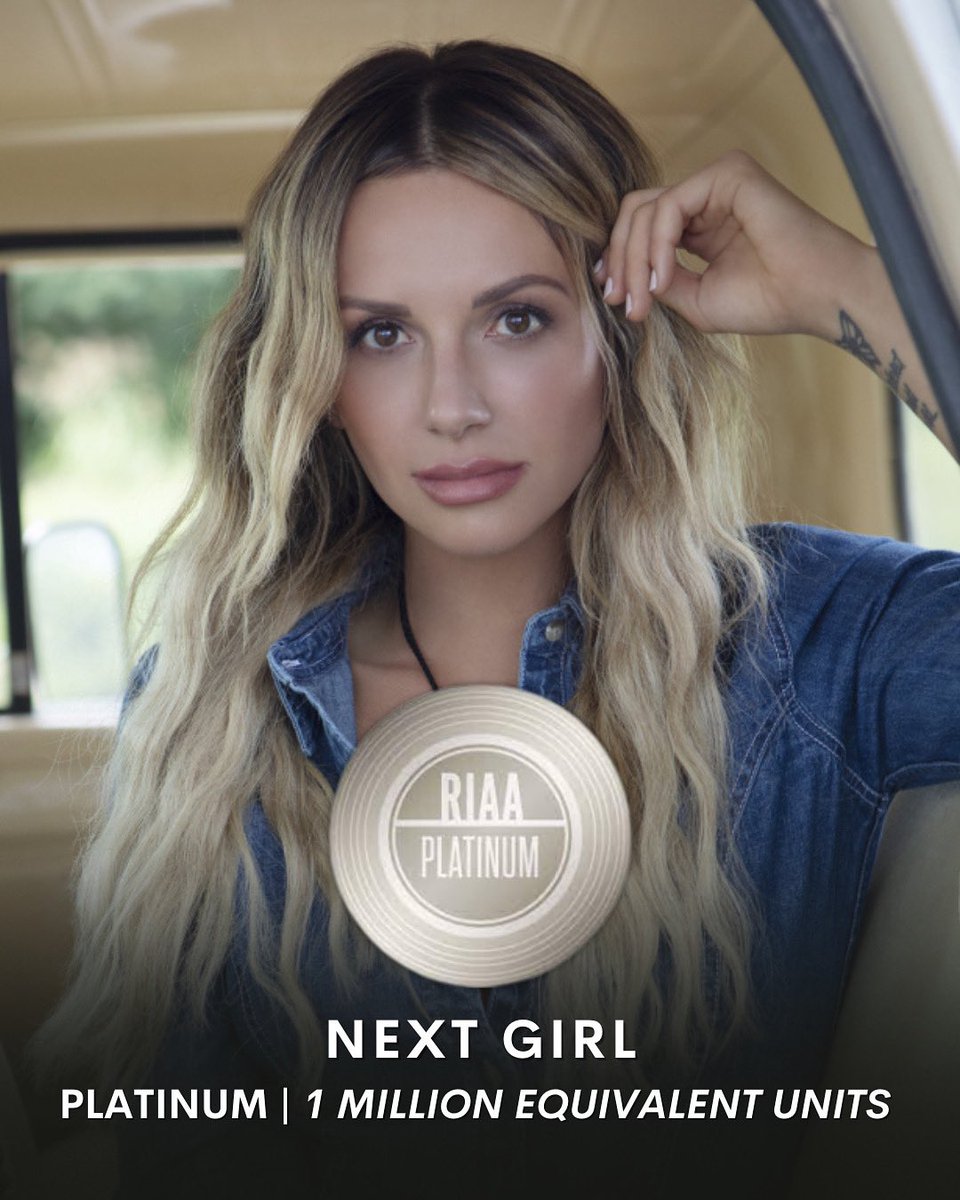 “Next Girl' has been certified platinum by the RIAA. This is Carly’s 4th song to sell over 1 Million units 🎉