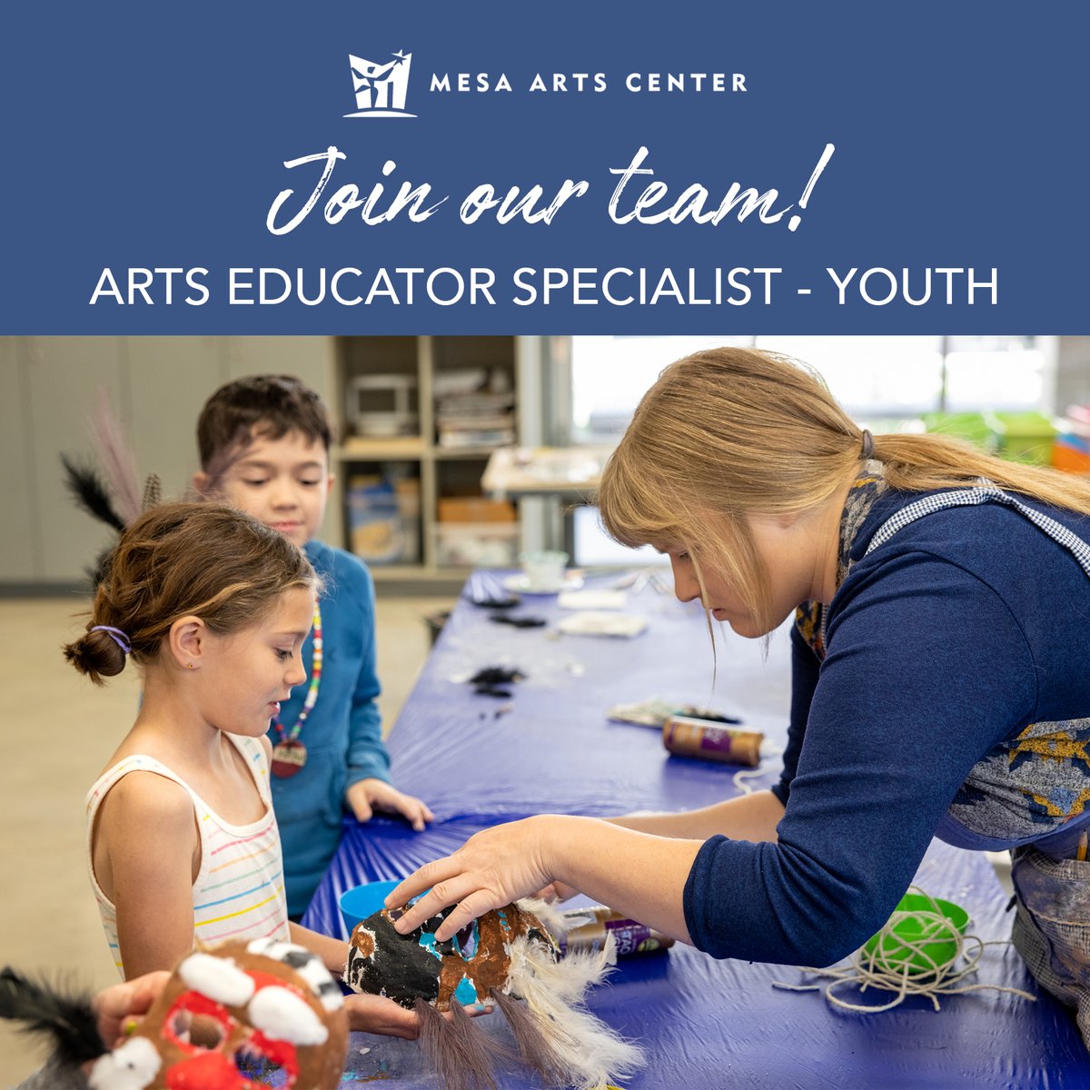 We're hiring!🚨 Our art studio dept is looking for two part-time non-benefitted positions - a Welding Arts Educator Specialist and a Youth Arts Educator Specialist. Welding Arts Educator Specialist: my.mesaaz.gov/3XnPdCe Youth Arts Educator Specialist: my.mesaaz.gov/3XisUO0