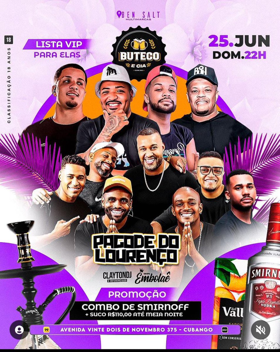 PAGODE DO LOURENÇO 

O melhor pagode de domingo da cidade!

A reunião de amigos e família de domingo é aqui 

@pagodedolourenco convida @grupoembolae para fazer aquele pagode da melhor qualidade 

E nos intervalos quebrando tudo com o melhor de todos os ritmos <a href="/claytondjofc1/">Diferenciado 🧠💣🦅</a>