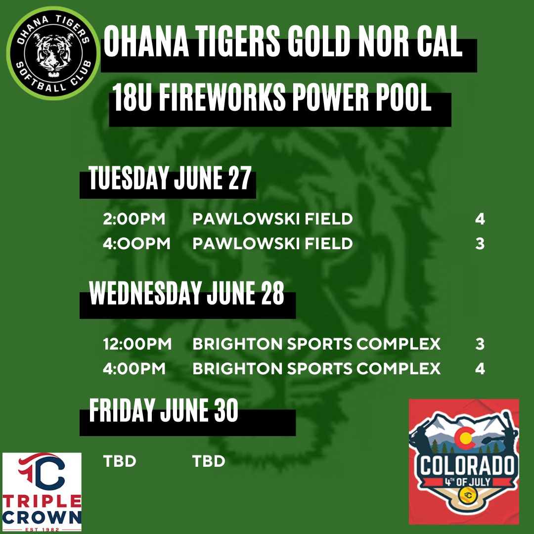 Ohana tigers headed to the Colorado Sparkler! <a href="/TCSFastpitch/">TC Fastpitch</a> <a href="/COSparkFire/">CO 4th of July</a>  <a href="/ohanatigers/">Ohana Tigers Softball</a>